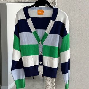 WISPR Brodie Varsity Bold Striped Cardigan - Navy, Green, White